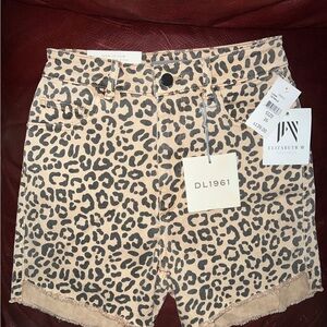 DL1961 Leopard Print Jean Shorts